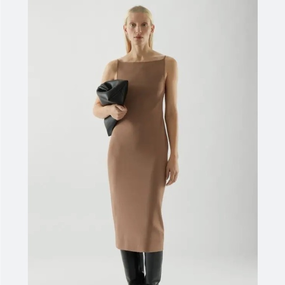 collared rib-knit midi dress Collared Ribbed Knit Midi Dress with Contrast Stitch Detail – Knit and  Lounge main image 1